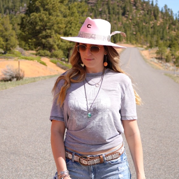 Charlie 1 Horse Western Felt Hat Sidewinder Pink - Picture 2 of 6